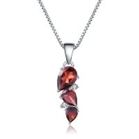 GEMS BALLET 925 Sterling Silver Birthstone 2.94Ct Natural Garnet Gemstone Pendant Necklace Wedding Fine Jewelry for Women Party