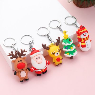 【YF】 Children Gifts Xmas Tree Elk Snowman Keyring Pendant Merry Christmas Keychains Decoration