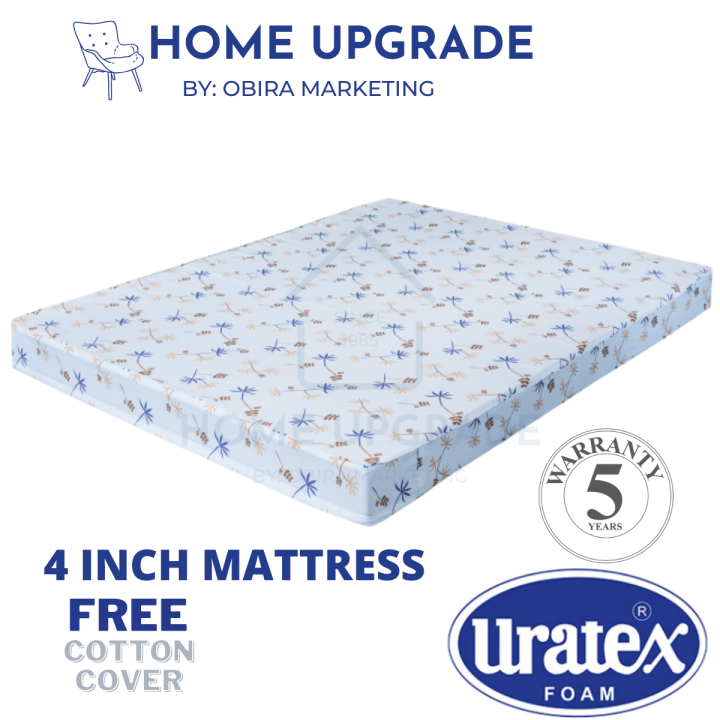 Original URATEX Foam with Cover 4 Inch Thick (S, Single, Double, Full