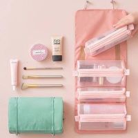 4PCS in 1 Separable Portable Folding Zipper Mesh Makeup Bag Cosmetic Storage Travel Toilet Pouch Brush Lipstick Holder Organizer