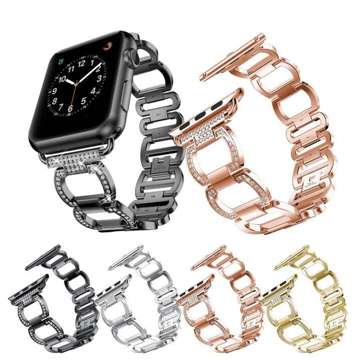 สายรัดข้อมือเพชรโลหะแบบหรูหราสำหรับ-apple-watch-สายรัดข้อมือขนาด44มม-40มม-38มม-42มม-สำหรับ-i-watch-collection-3-4-5-6-se-45มม-41มม