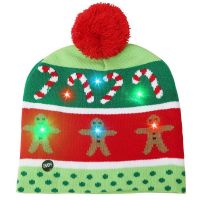 Fashion LED Glowing Christmas Hat Colorful Christmas Plush Knitted Hat Christmas Tree Snow Decoration Gift