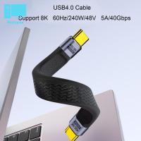 พร้อม USB แบบสั้น C ไปยัง USB C สาย USB 4.0 40Gbps ดีไซน์ FPC แบบแบนสายข้อมูลรองรับการแสดงผล8K 240W สายชาร์จแบบเร็วสำหรับแลปท็อปโทรศัพท์13Cm