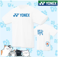 Yonex 2023พิมพ์ลายการ์ตูนโดราเอมอน,เสื้อยืดลายอักษรจีนกีฬาระบายอากาศดูดซับเหงื่อแห้งเร็วเสื้อเทนนิสใหม่สำหรับผู้ชายและผู้หญิง