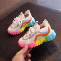 Children Shoes Rainbow Colors Casual Fashion Breathable Baby Boys Girls Sport Running Soft Bottom Non-Slip Kids Sneakers