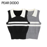 เสื้อแขนกุดถักคอเสื้อโปโลลายเกาหลีสำหรับผู้หญิง PEAR Dododo