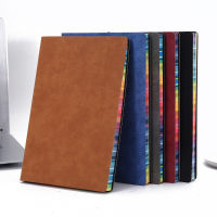 A5 creative rainbow edge notebook pu imitation leather cover office notepad diary ins hand ledger bookmark Planner