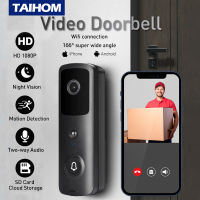 TAIHOM 1080P สมาร์ทวิดีโอออดกล้อง Wifi ไร้สายโทรอินเตอร์คอมวิดีโอตาสำหรับที่อยู่อีเมลกระดิ่งประตูสำหรับโทรศัพท์กล้องรักษาความปลอดภัยที่บ้าน