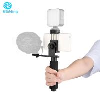 BGNing Universal 41-86Mm Mobile Phone Clip Holder With Fill Light Microphone Expansion Mount cket Support Hand Grip Tripod