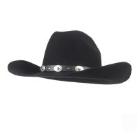 Vintage Wool Western Cowboy Hat For Boy Girl Wide Brim Cowgirl Jazz Cap With Leather Toca Sombrero Cap 58CM