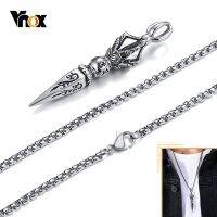 Vnox Punk Stainless Steel Tibetan Buddhist Protection Necklaces for Men  Vajra Dagger Patron Saint Amulet Pendant Prayer Jewelry