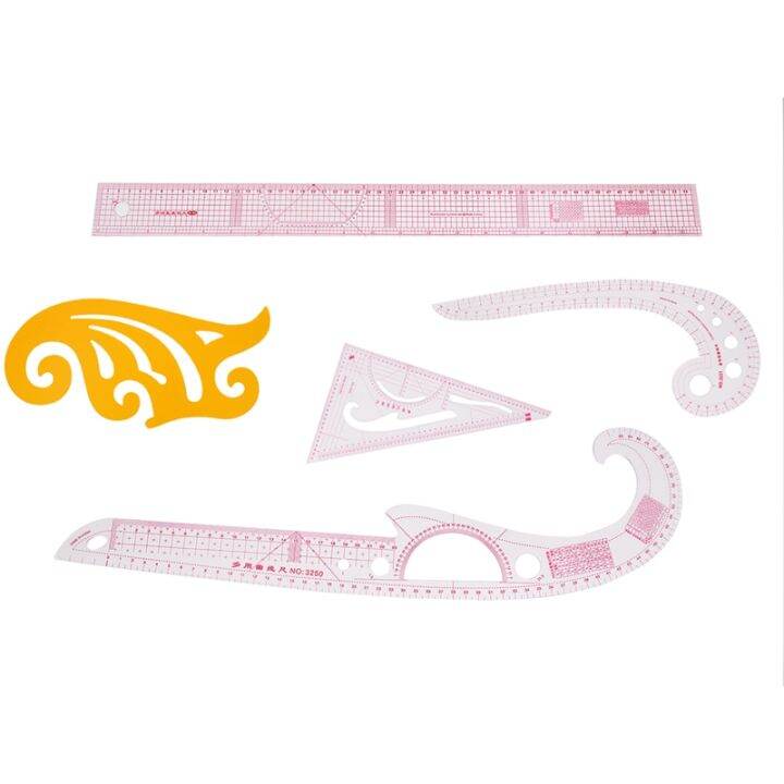 5Pcs/set Styling Ruler French Curve Set Cutting Ruler Yardstick Sleeve
