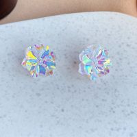 Non Pierced Korean Style Colorful Flower Clip On Earrings Cute Sweet Blue Resin Jewelry Floral Ear Cuff Wedding Party Gift