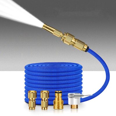 3 Time Telescopic Garden Hose 1/2 EU Quick Connector Magic Watering Hose High Pressure Car Wash Brass Nozzle Water Gun Hose Set