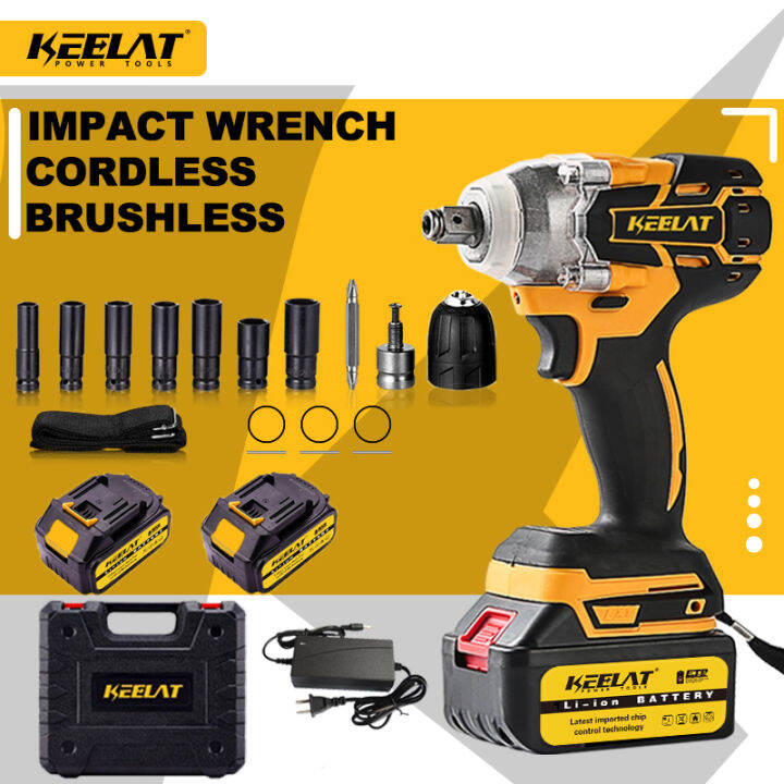 KEELAT Impact Wrench 600N.M Cordless Brushless Wrench1/2"1/4" Impact