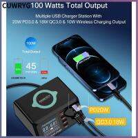 CUWRYG 100W 8พอร์ตเร็วที่ชาร์จแบบไร้สายชาร์จ USB ฮับอะแดปเตอร์ชาร์จไฟแท่นชาร์จ