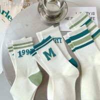 ❂◐ Socks For Women Korean Style 2023 New Spring Fashion Letter Sports Crew Socks Female Breathable Cotton Casual Short Socks Comfy