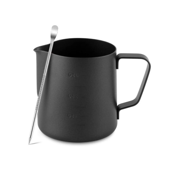 stainless-steel-milk-frothing-pitcher-for-macchiato-cappuccino-latte-art-include-latte-art-pen-coffee-milk-frother-350ml