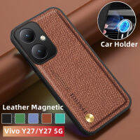 2023 Vivo Y27เคสสำหรับ Vivo Y27 Y 27 Y36 Y22 Y22S Y16 4G 5G เคสโทรศัพท์หนัง PU สีทึบหรูหราบางนิ่มที่วางในรถยนต์ฝาครอบด้านหลังกันกระแทก