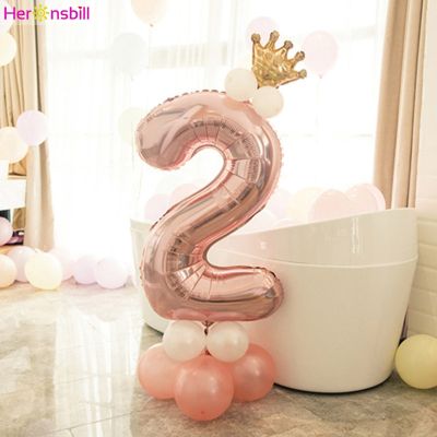 2 Years Old Column Balloons Kits 2nd Birthday Party Decoration I Am Two Baby Boy Girl Latex Ballon Foil Supplies Rose Gold