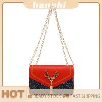 hanshi [2023 new HOT FASHION] lazlook กระเป๋าสะพายพาดลำตัวสำหรับผู้หญิง, กระเป๋าสายโซ่สีตัดกันลำลอง