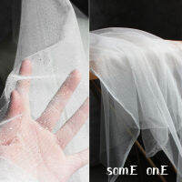 ผ้าตาข่าย Tulle สีขาว Bronzing Silver Sequins DIY Patchwork Stage Decor Veil กระโปรงเจ้าหญิงชุดแต่งงาน Designer Fabric