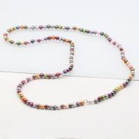 36 Inches Long Colored Pearls Necklace 4-5MM Pearls Strand Beads Necklace DIY Pearl Jewelry PN0701