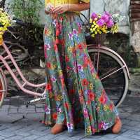 Female Bohemian Mujer Faldas ZANZEA Fashion Floral Print Bottoms Casual Elastic Waist Skirts Womens Holiday Beach Long Skirt