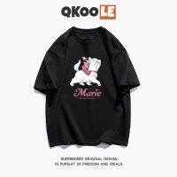 Qkoole (กทม.ออก 3 วันมาถึง) เสื้อยืดแขนสั้น ผ้าฝ้าย 100% พิมพ์ลายการ์ตูนแมว Mary น่ารัก T0608