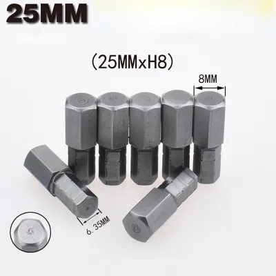 10 Buah/Lot Set Bit Obeng Segi Enam 1/4 Batang Hex 25Mm Bit Obeng Kepala Hex Panjang untuk Alat Daya H8