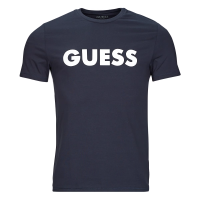 GUESS Gales เสื้อยืดผู้ชายเสื้อคอคลมแขนสั้นเทรนด์สีน้ำเงินชุดชั้นในใส่สบาย