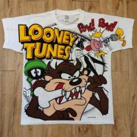 【แฟชั่นแขนสั้นผ้าฝ้าย】 เสื้อยืดคุณภาพดี TAZMANIA LOONEY OVERPRINT BOOTLEG เสื้อลายการ์ตูน เสื้อวง เสื้อทัวร์ เสื้อยืดพิมพ์คุณภาพสูง