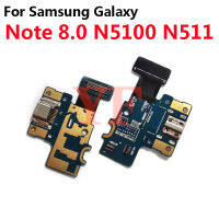 Untuk บอร์ดเครื่องชาร์จ USB แจ็ค Samsung Galaxy Note 8.0 N5100 GT-N5100 N511แบบมีช่องเสียบแบบไมค์และ Kad Sim USB Mengecas Bahagian Pembaikan Flex