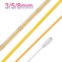 3mm 5mm 8mm COB LED Strip Light 12V 24V Ultra Thin PCB Tape With DC Plug Flex Led Lamp 384LED CRI90 Super Bright Liner Lighting