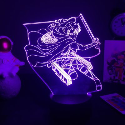 ✽✶ Anime Attack on Titan Levi Ackerman Led Night Light Lamp for Bedroom Decoration Kids Gift Attack on Titan Table 3d Lamp AOT Levi
