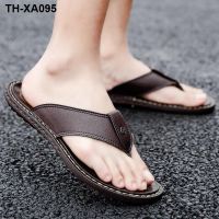 ☊△ Flip flops for men 2020 new summer mens sandals outdoor personality beach leather and slippers trendy outerwear