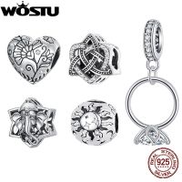 WOSTU 925เงินสเตอร์ลิงวินเทจจี้ลูกปัดตัดเพชรสำหรับผู้หญิงพอดีกับสร้อยคอสร้อยข้อมือลูกปัดคริสตัลเครื่องประดับทำ