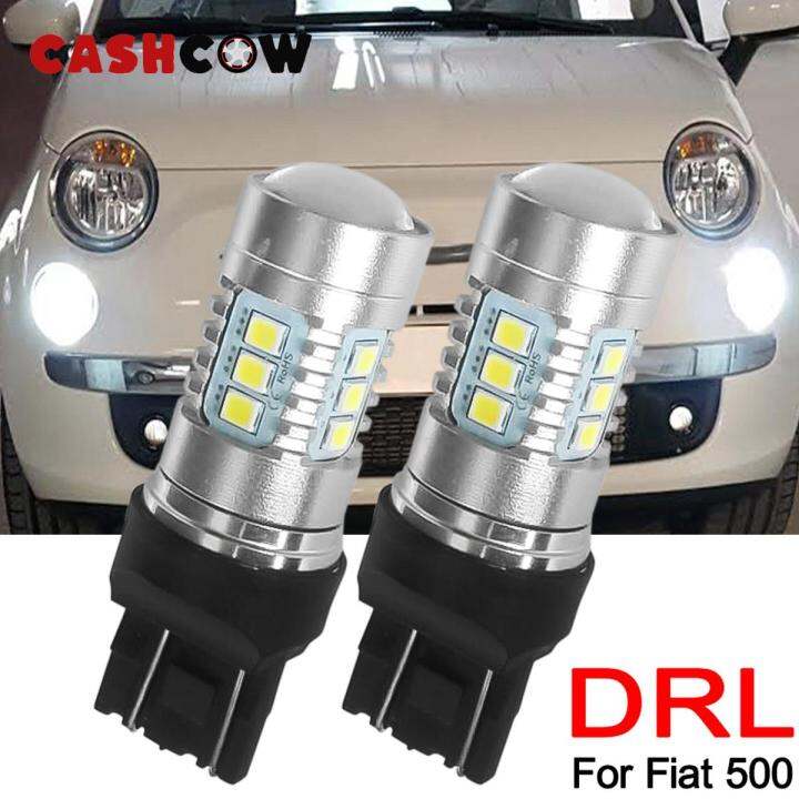 cw-cashcow-for-fiat-500-daytime-running-light-lamp-bulbs-drl-white-t20-7443-580-w21-5w-car-led-lights-3030-smd-led-super-bright