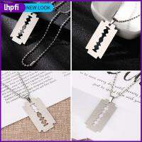 LHPFI ที่ไม่ซ้ำกัน Unisex Punk ฮิปฮอปใบมีดโกนรูปจี้ Dogtag สร้อยคอสแตนเลส