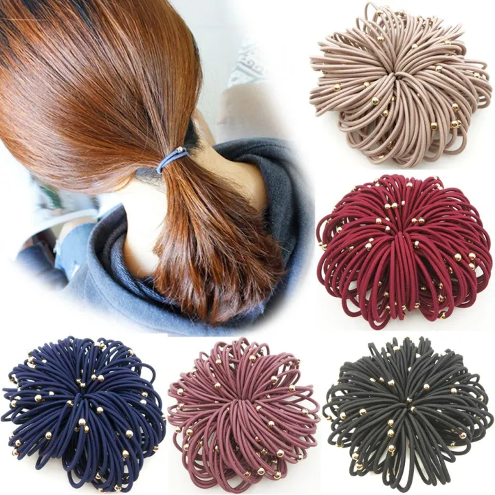 GHHGFF Thin Girls Hair Bands 10Pcs/set Tie Gum Gold Bead Hair Rope Hair