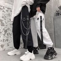 Cargo Pants Women Spring Summer Korean Style Student Hip Hop with Chain Loose Slimming Casual Jogger Pants Drawstring Sweatpants