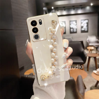 เคสโทรศัพท์ ดีไซน์ใหม่ VIVOV29 VIVO V29 Pro V29e 5G 4G เคส ปลอกข้อเสนอร้อนแฟชั่นไฟฟ้าซิลิโคนอ่อนนุ่มปกคลุมด้วยสร้อยข้อมือไรน์สโตนมุกเงา Case 2023