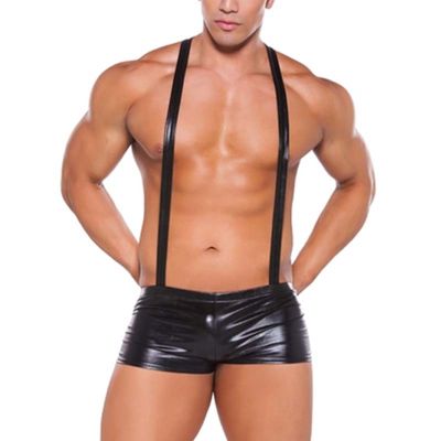 Mens y Bodysuit Jockstrap Bodywear Underwear Wrestling Singlet Leotard Jumpsuits Suspender y Patent Leather Bodysuits