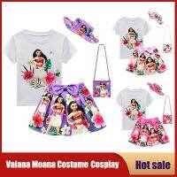 Princess Vaiana Dress Kids Moana Costume For Girl Carnival Christmas Birthday Party Attire T-shirt Skirt Bag Hat Cos Clothes Set