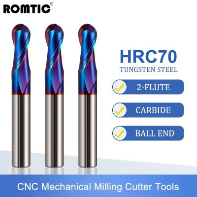 เครื่องตัดมิลลิ่ง HRC70 Ball Nose Alloy Nano-Coating Tungsten Steel Tools Cnc Maching ขายส่ง ROMTIC Hardness Machine Cutters