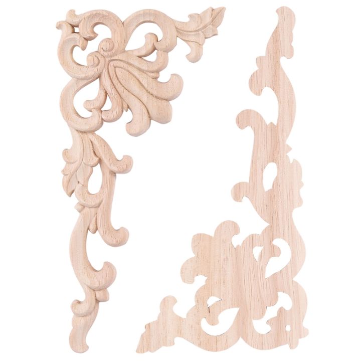 4pcs-european-floral-craft-furniture-decorative-carved-applique-wood-modern-wall-frame-corner-door