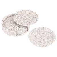 6PCS PU Leather Marble Coaster Drink Coffee Cup Mat Easy to Clean Placemats Round Tea Pad Table Pad Holder