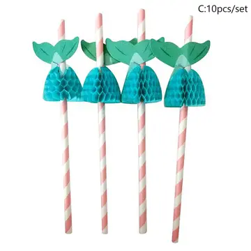 24 Glitter Mermaid Party Favors Mermaid Tail Drinking Straws for Mermaid  Birthday Party Supplies with 2 PCS Straws Cleaning Brush 