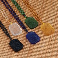 ZZOOI High Quality Unique Natural Blue Crystal Carved Buddha Lucky Amulet Pendant Necklace For Women Men Sweater Pendants Jewelry New