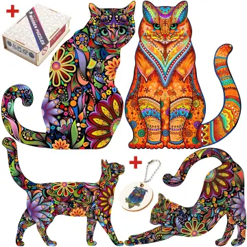 Animal Wooden Jigsaw Puzzles Mysterious Cat Puzzle Gift For Adult Kids  Fabulous Children Toy Leopard Puzzle Decorative Gifts